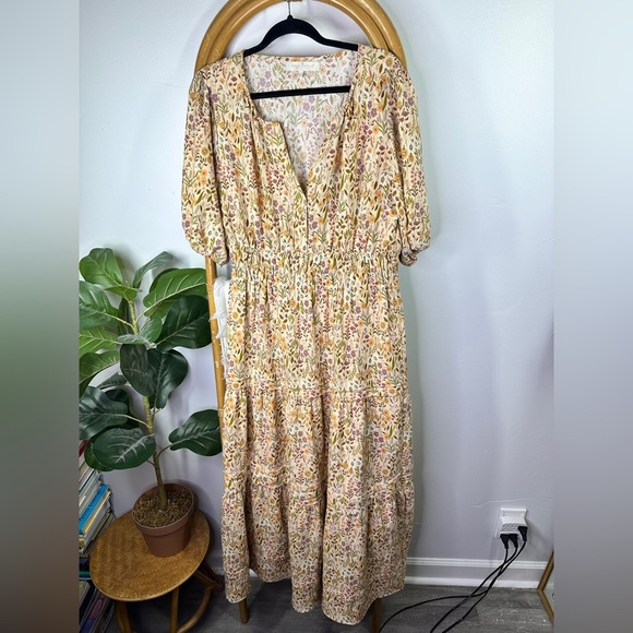 Simply Southern Dresses & Skirts - Simply Southern Yellow Orange Pink Floral Tiered Maxi Dress sz L